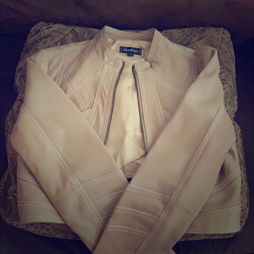 Bebe khaki leather Jacket in Size S